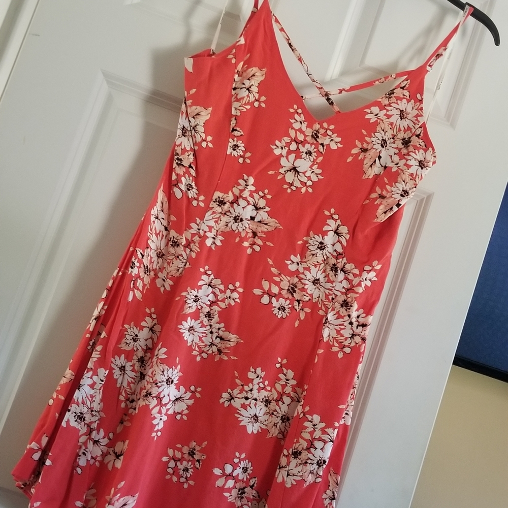 Orange floral mini dress